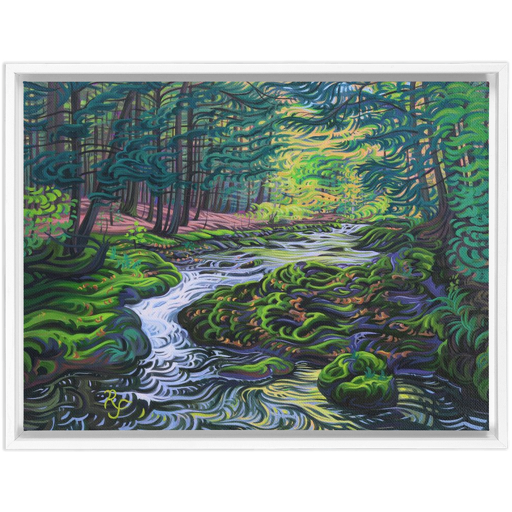 Porcupine Mountains River Painting, Framed Canvas Print - “Water of Life”