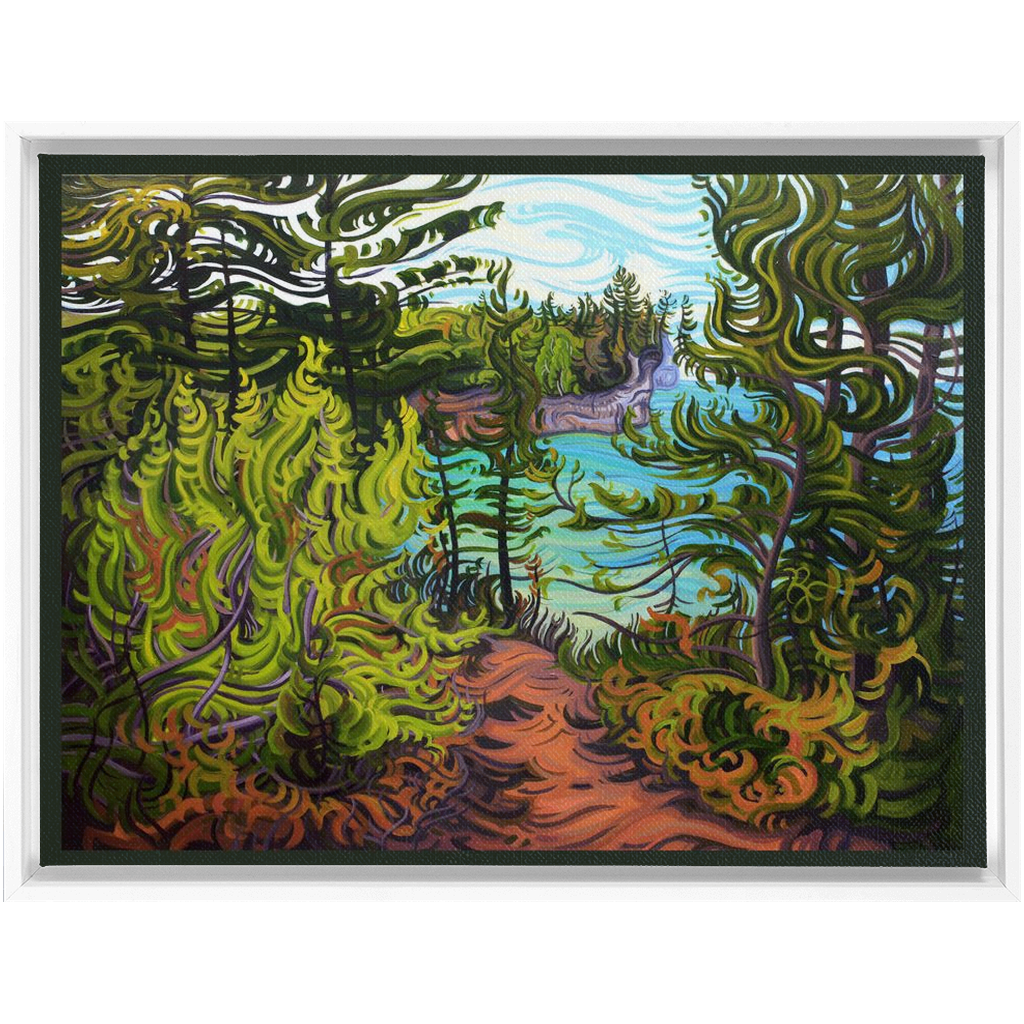 Pictured Rocks Painting, Lake Superior Framed Canvas Print - “The Journey Ahead”