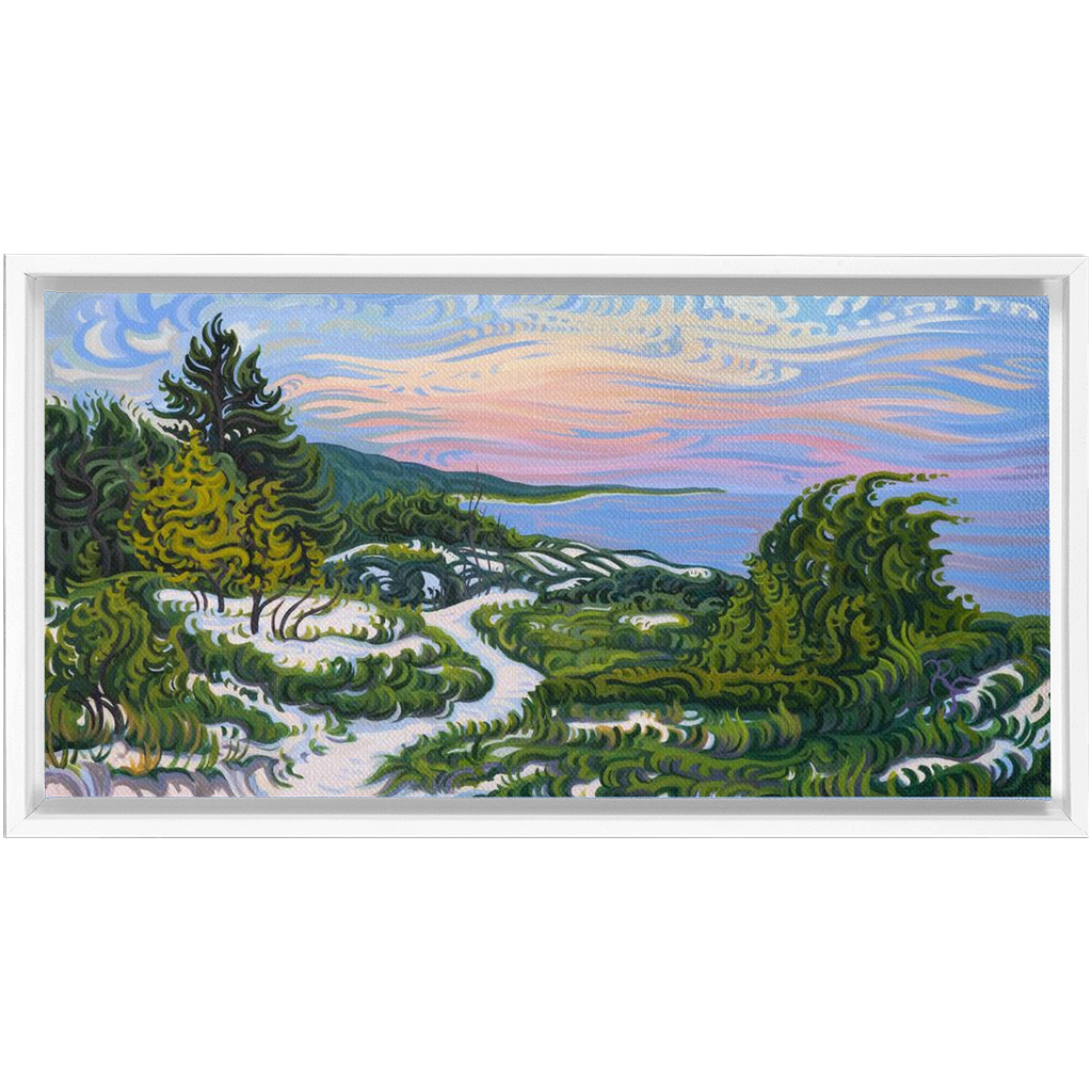 Enlightened Path Framed Canvas Print - Lake Michgan Sunset - Path