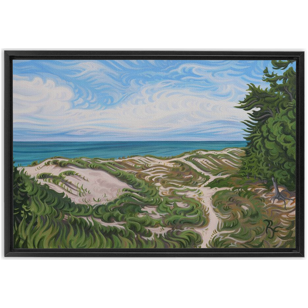 Walk in Beauty - Lake Michigan Shoreline - Framed Canvas Print
