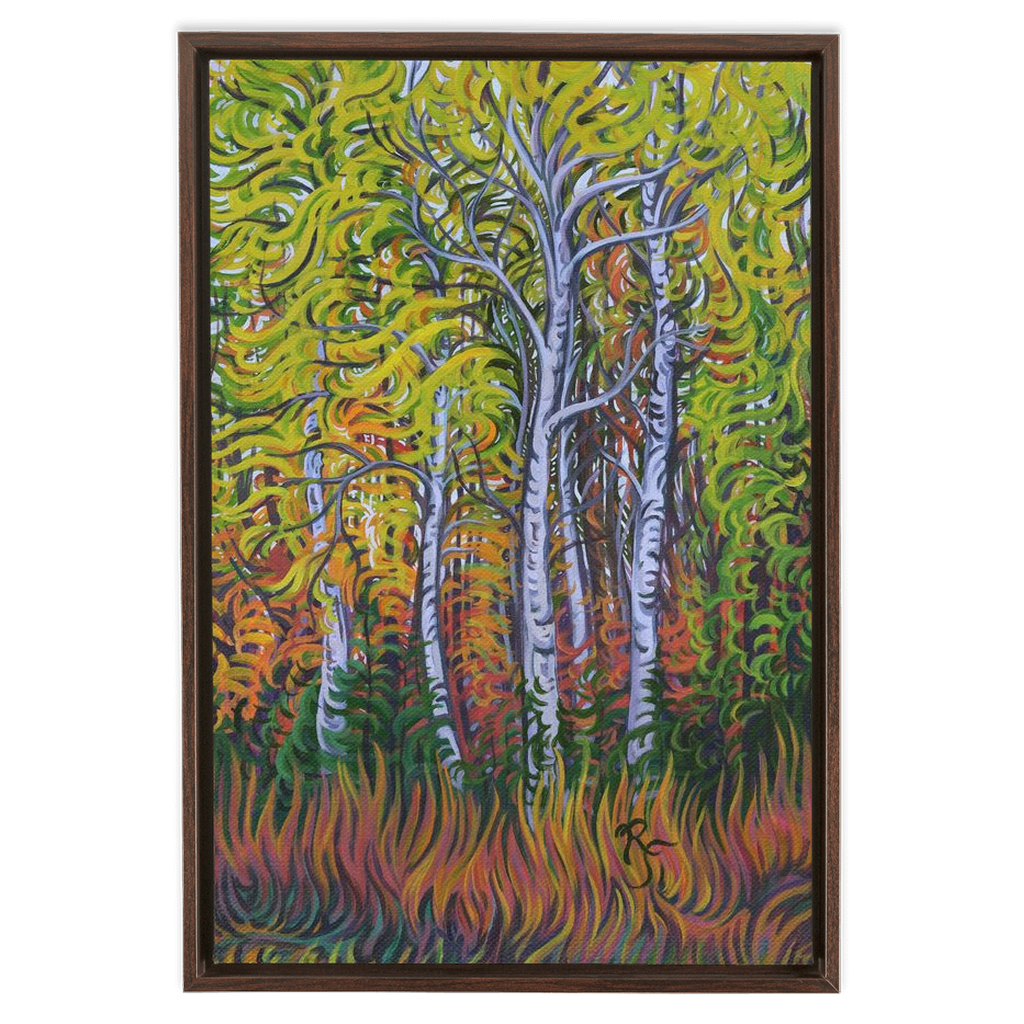 Birch Trees Painting, Framed Canvas Print - “Birch Grove”