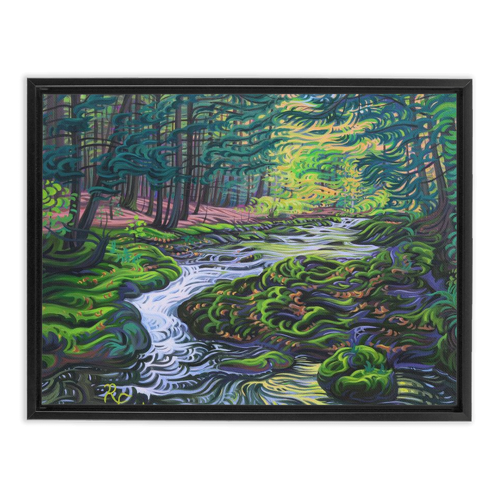 Porcupine Mountains River Painting, Framed Canvas Print - “Water of Life”
