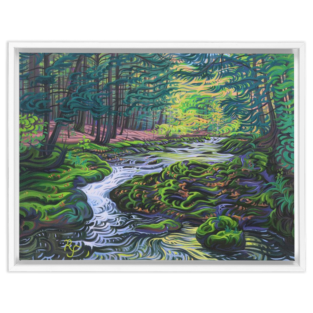 Porcupine Mountains River Painting, Framed Canvas Print - “Water of Life”