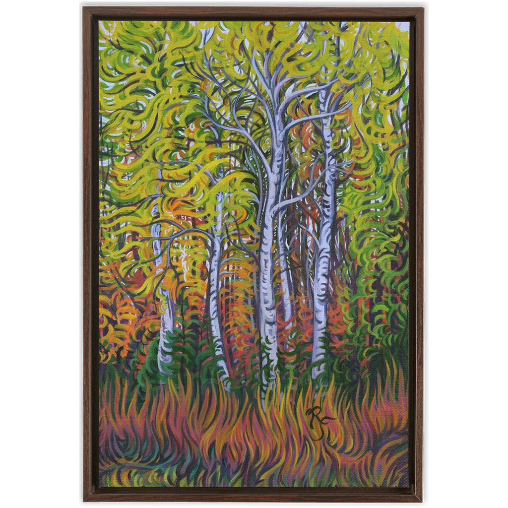 Birch Trees Painting, Framed Canvas Print - “Birch Grove”