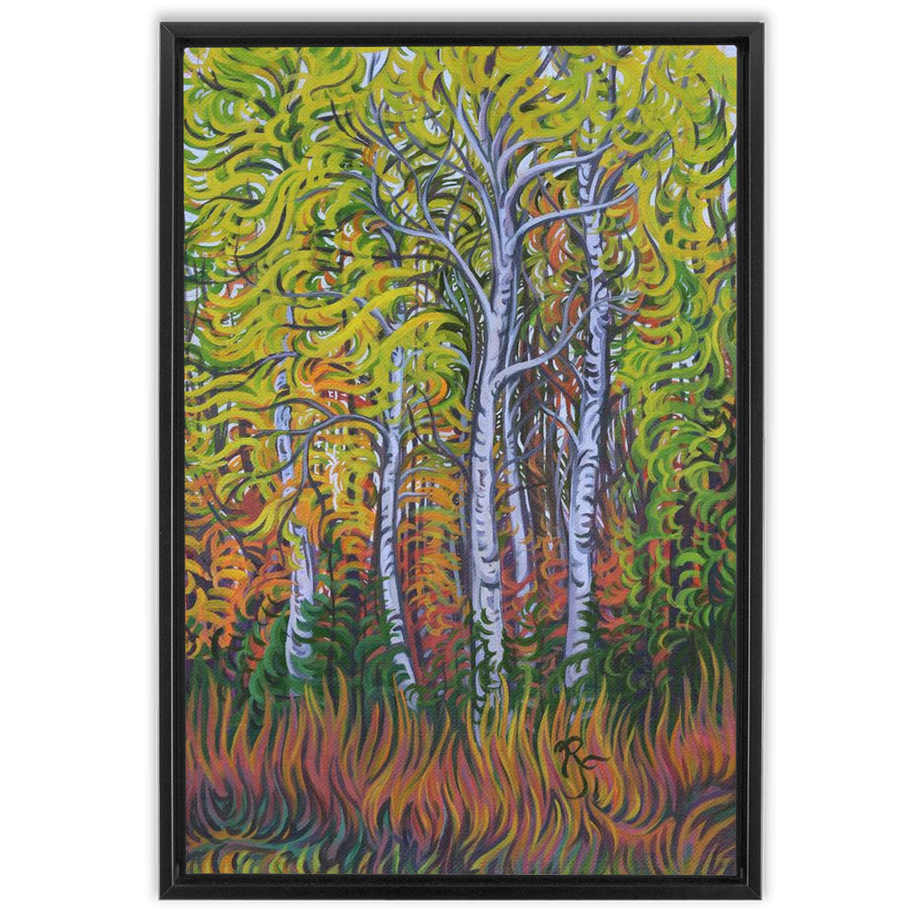 Birch Trees Painting, Framed Canvas Print - “Birch Grove”