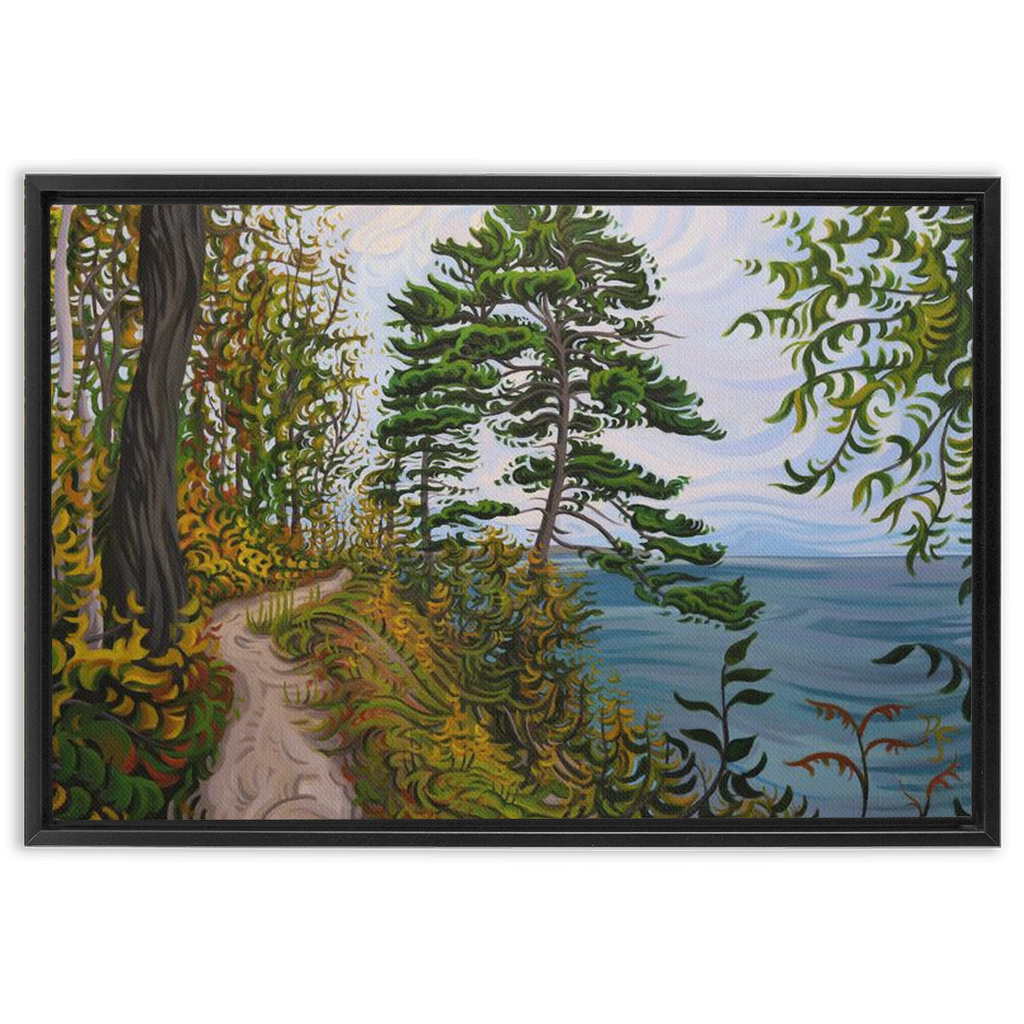 Pictured Rocks Trail Painting, Lake Superior Framed Canvas Print - “Along the Path”