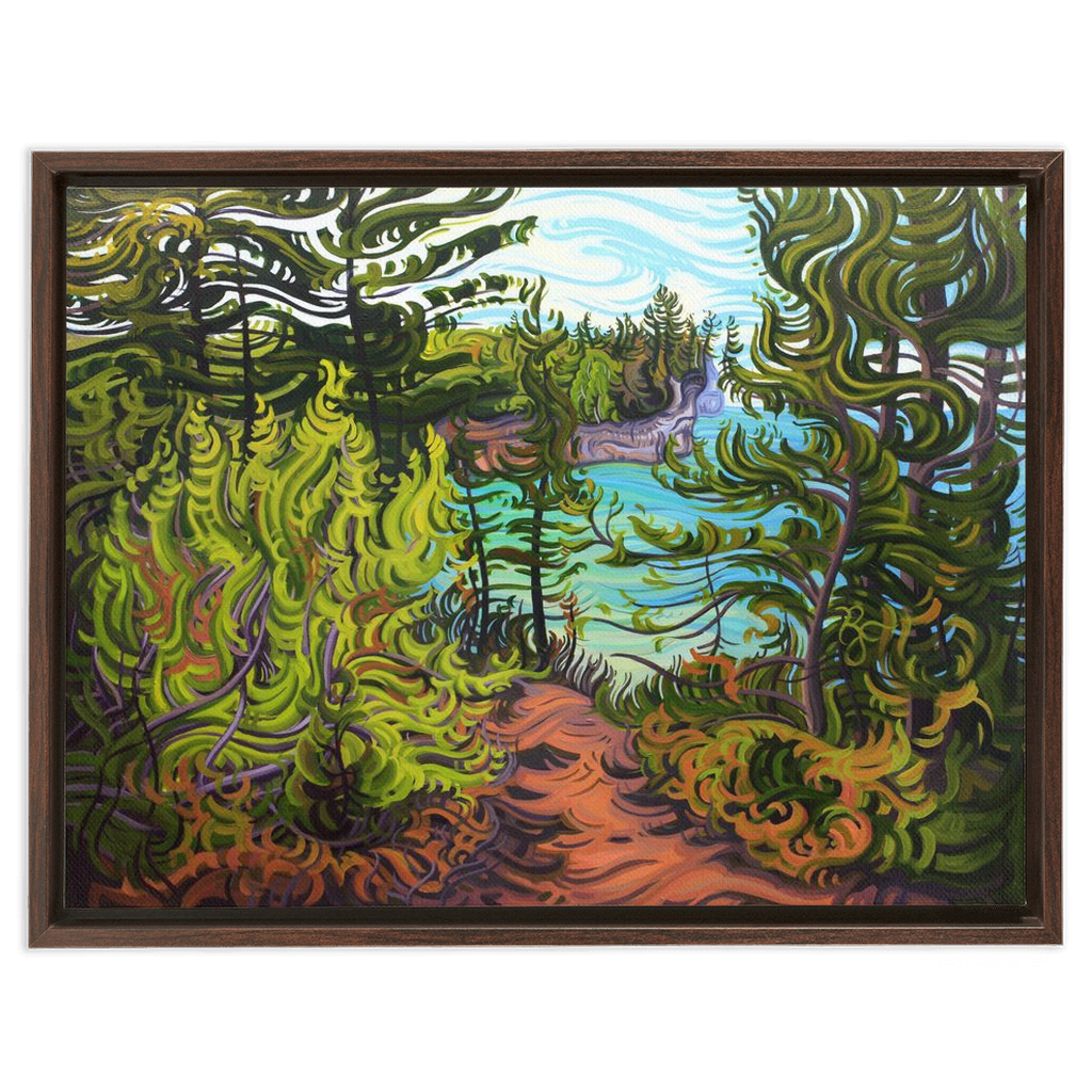 Pictured Rocks Painting, Lake Superior Framed Canvas Print - “The Journey Ahead”