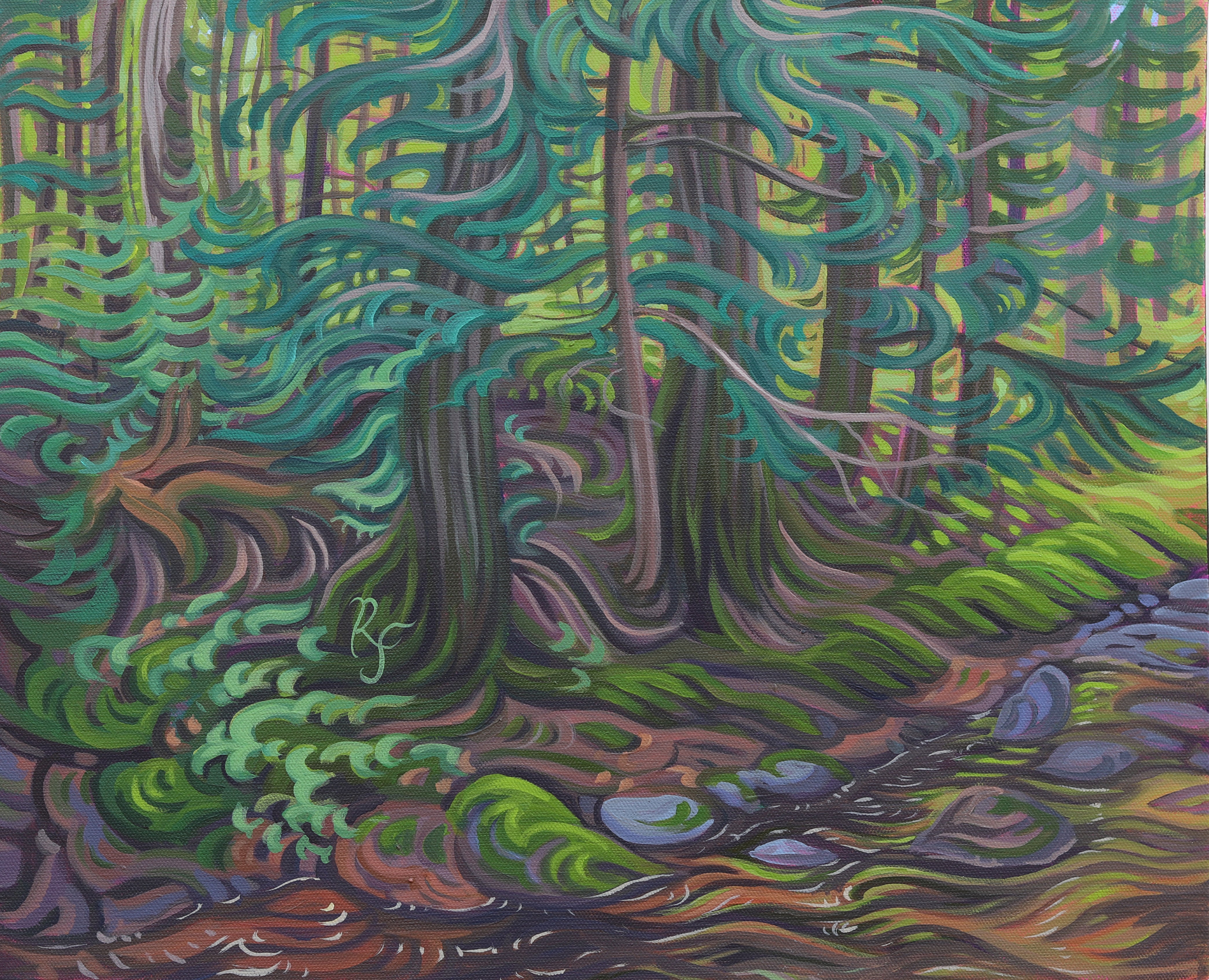 Forest Painting 16" x 20" -Gentle Hearts