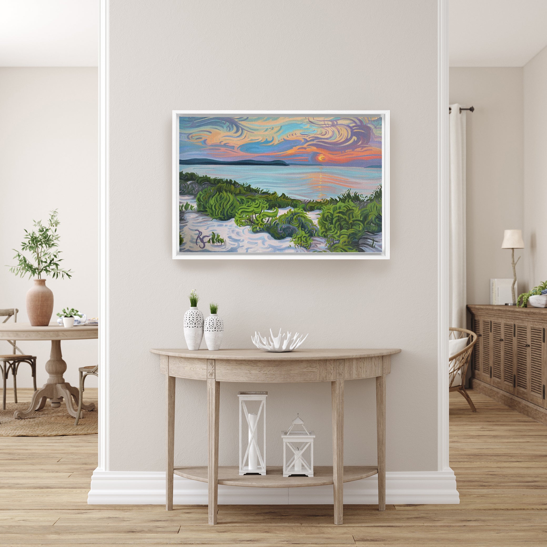 Lake Michigan Sunset, Framed Canvas Print - “Quiet Contemplation”