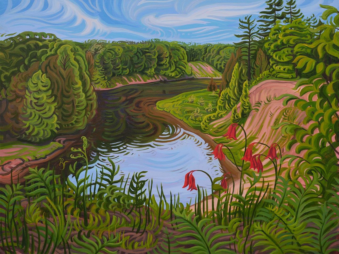 Manistee River Trail Painting, Fine Art Paper Print- “Sacred River”