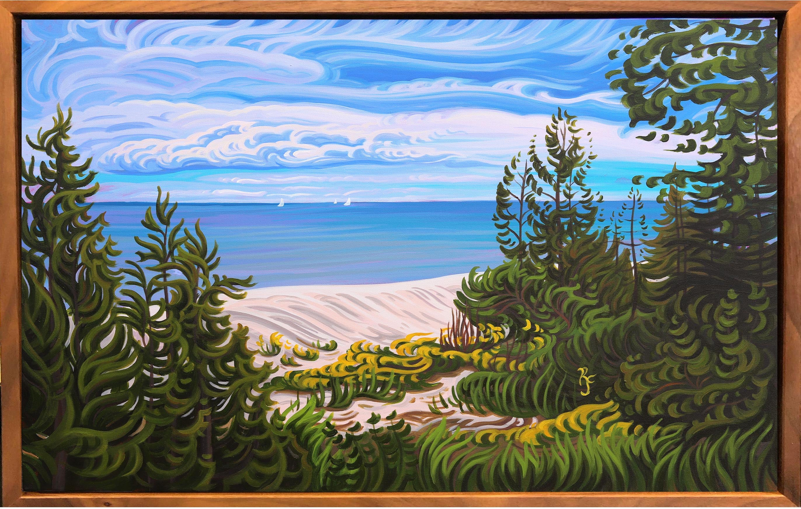 Mackinac Island Beach Art - 30" x 48" -“Sailing”