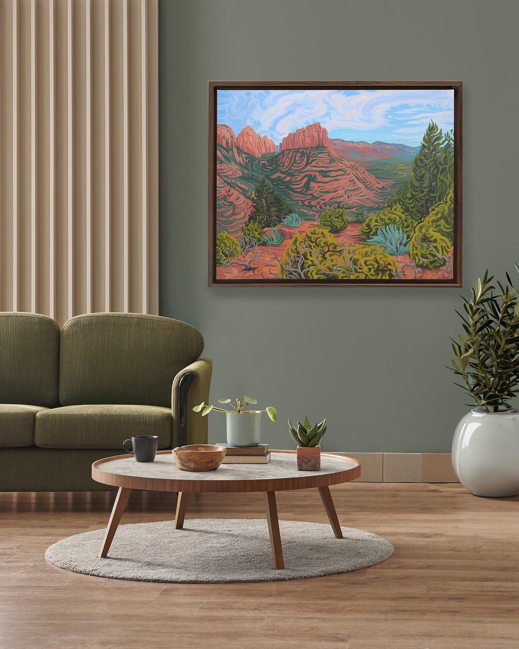Sedona, Arizona Landscape Painting,  Framed Canvas Print - “Sedona Energy”