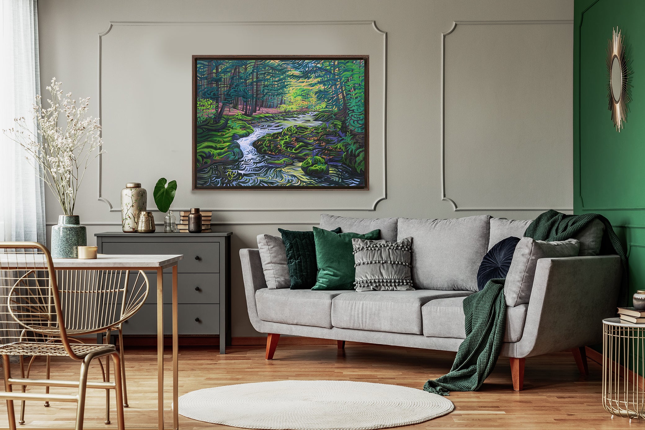 Porcupine Mountains River Painting, Framed Canvas Print - “Water of Life”