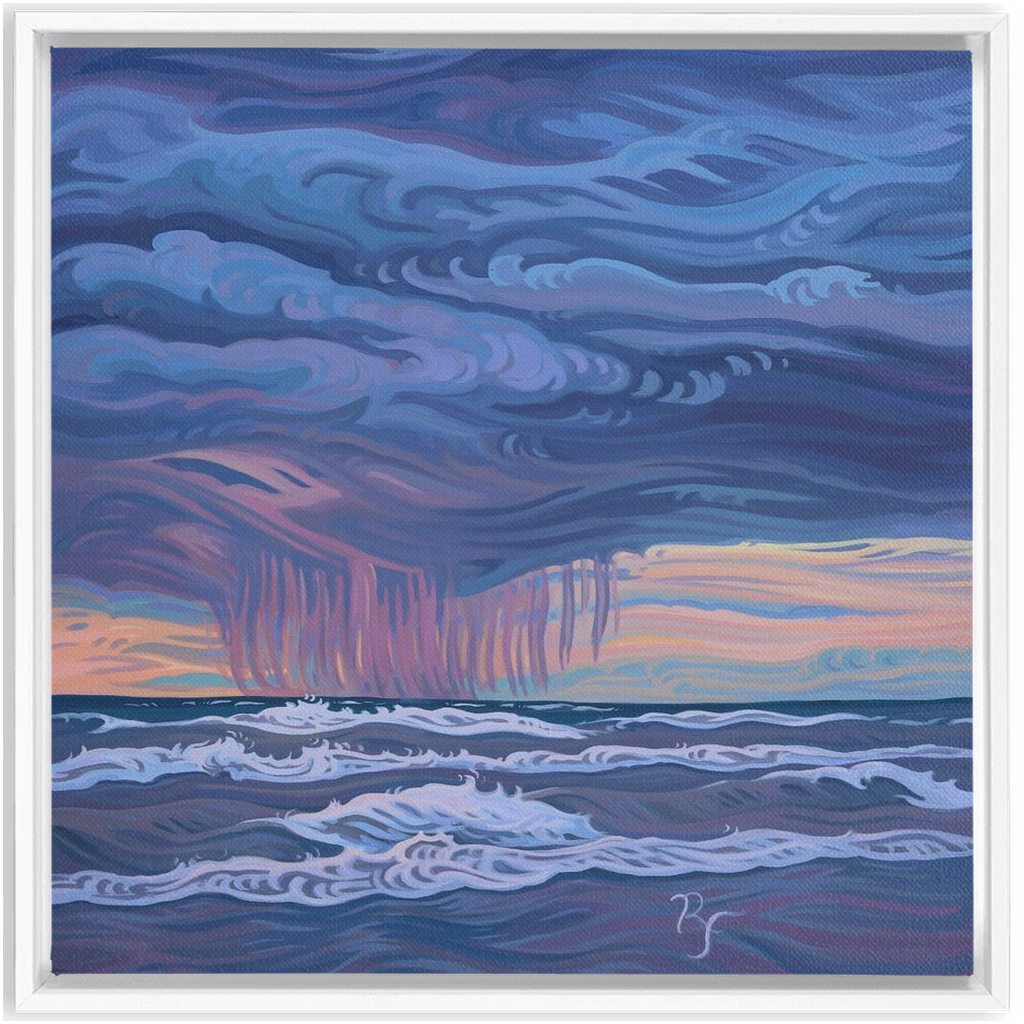 Lake Michigan Sunset, Rain Framed Canvas Print - “Cycles of Life”