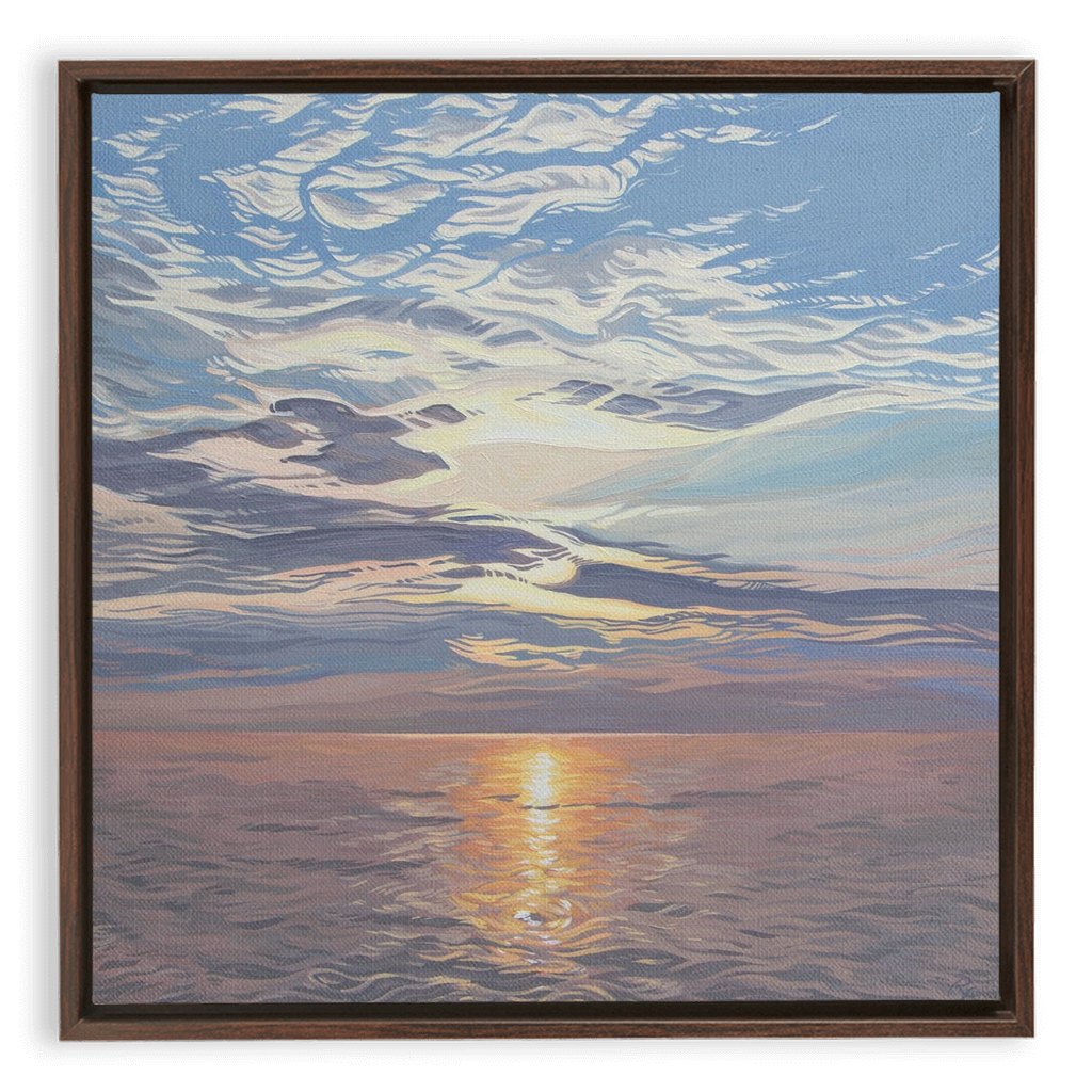 Lake Michigan Sunset Painting, Framed Canvas Print - “Be Still”