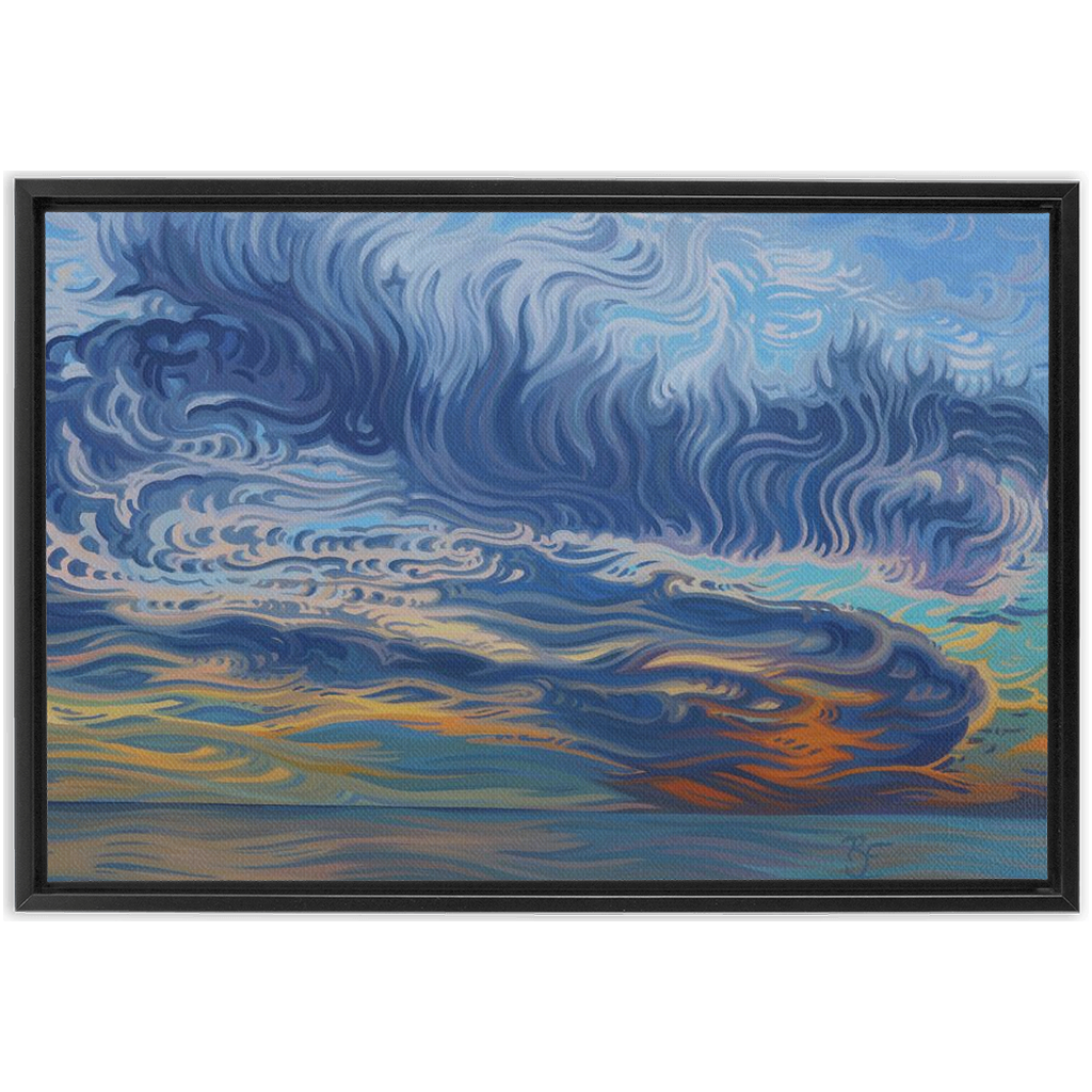 Lake Michigan Sunset Painting, Framed Canvas Print - “Healing”