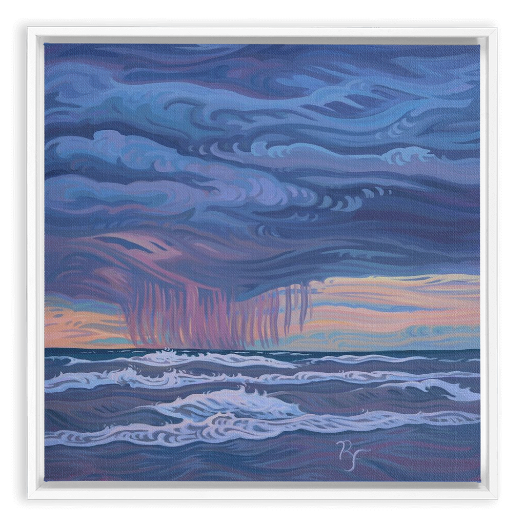 Lake Michigan Sunset, Rain Framed Canvas Print - “Cycles of Life”