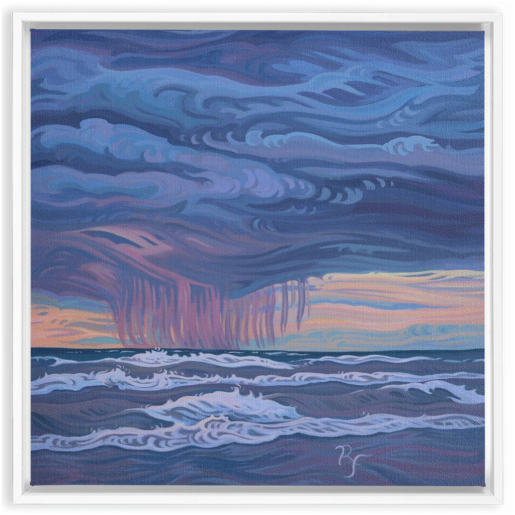 Lake Michigan Sunset, Rain Framed Canvas Print - “Cycles of Life”
