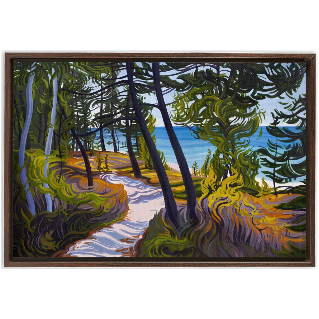 The Evolving Adventure- Pictured Rocks Shoreline - Michigan's Beaches - Framed Canvas Print