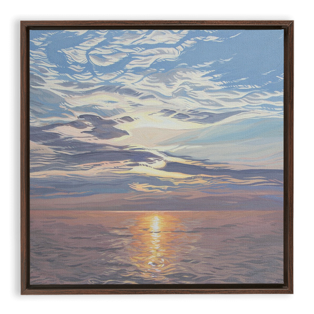 Lake Michigan Sunset Painting, Framed Canvas Print - “Be Still”