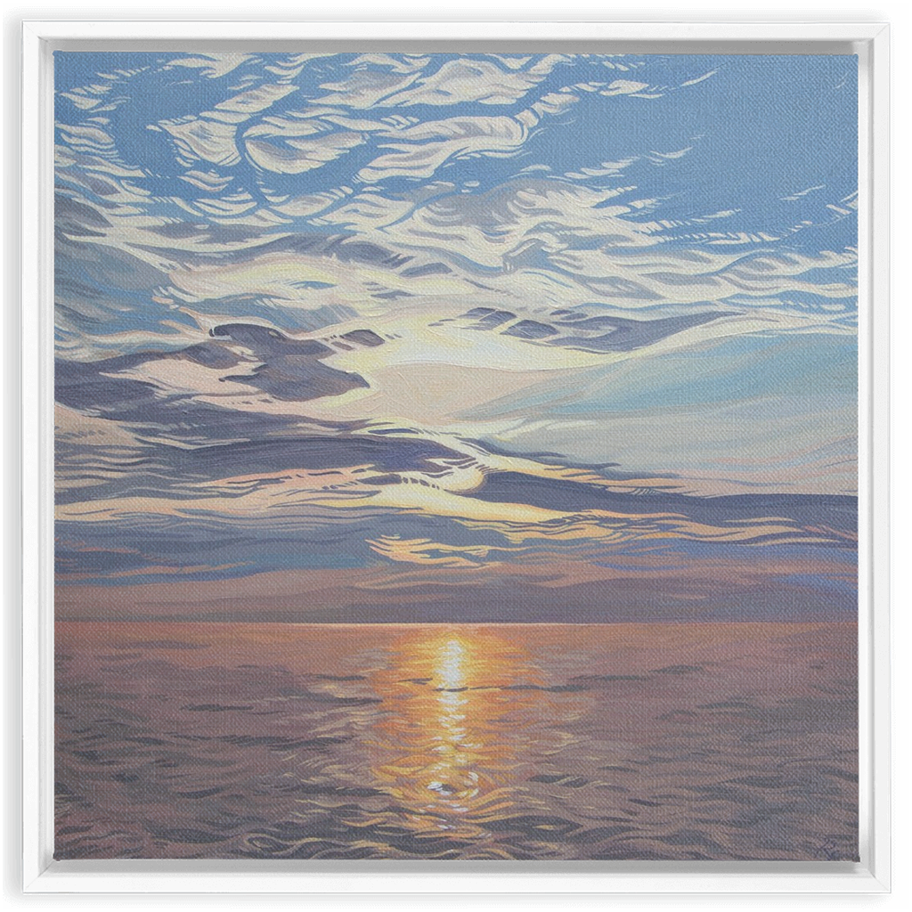 Be Still Framed Canvas Print - Lake Michigan Sunset