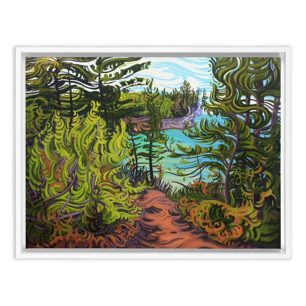 Pictured Rocks Painting, Lake Superior Framed Canvas Print - “The Journey Ahead”