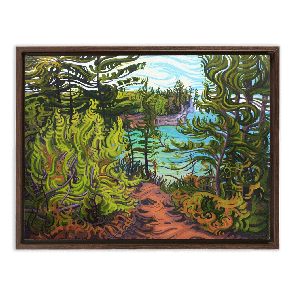 Pictured Rocks Painting, Lake Superior Framed Canvas Print - “The Journey Ahead”