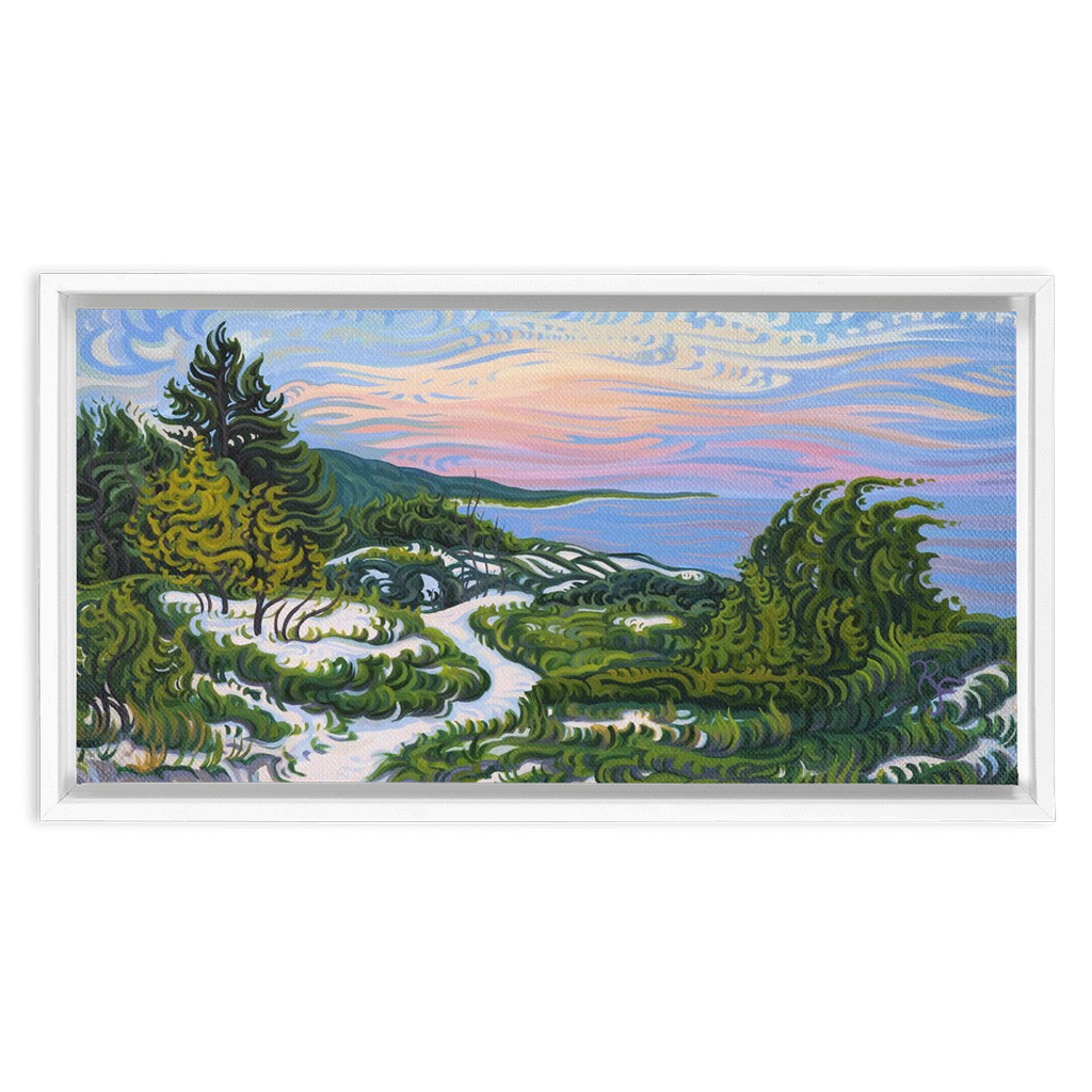 Enlightened Path Framed Canvas Print - Lake Michgan Sunset - Path