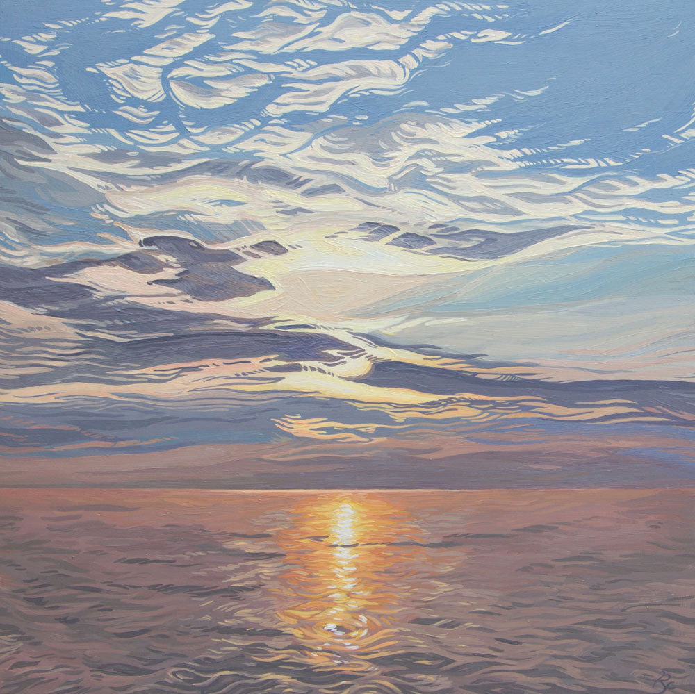 Lake Michigan Sunset Painting, Framed Canvas Print - “Be Still”