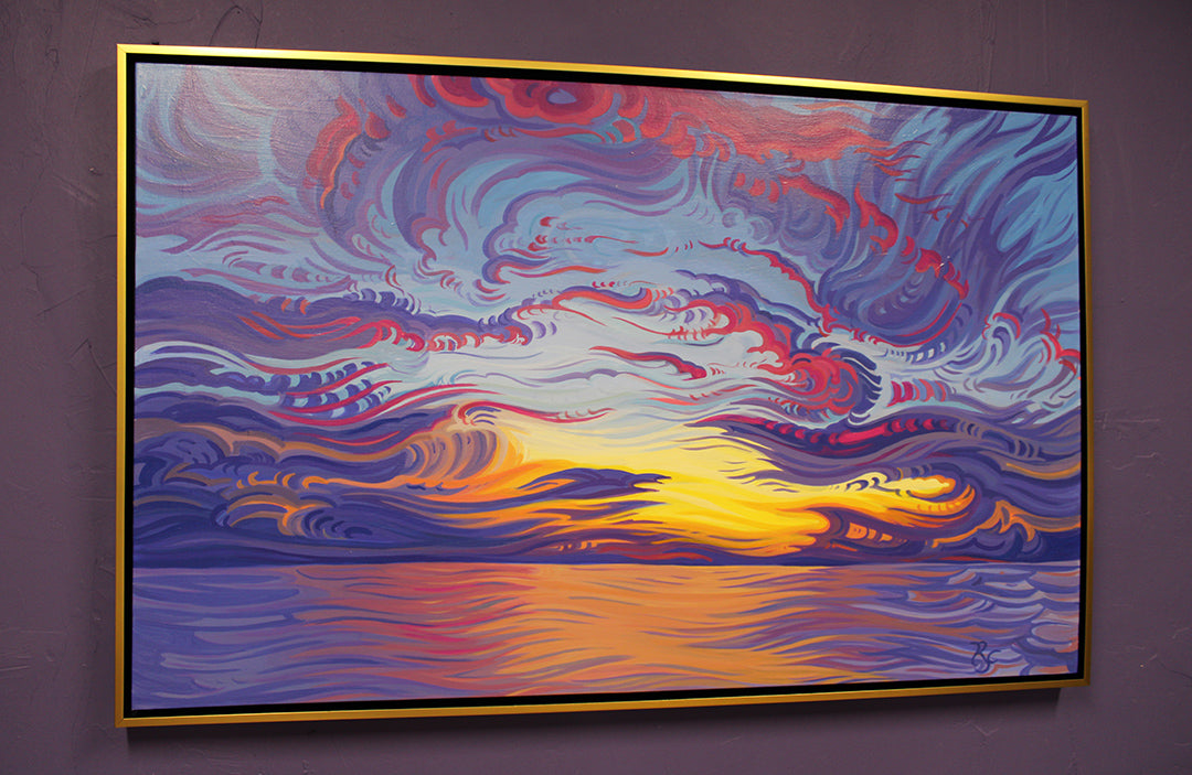 Into the Sun 30" x 48" Sunset, Lake Michigan