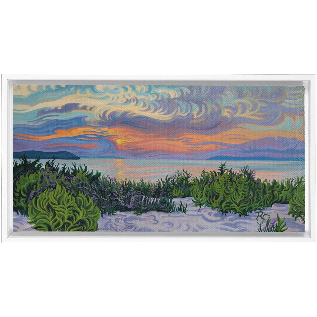 Summer Scene - Lake Michigan Shoreline - Good Harbor Beach - Framed Canvas Print