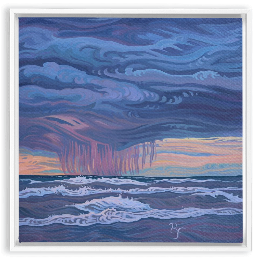 Lake Michigan Sunset, Rain Framed Canvas Print - “Cycles of Life”