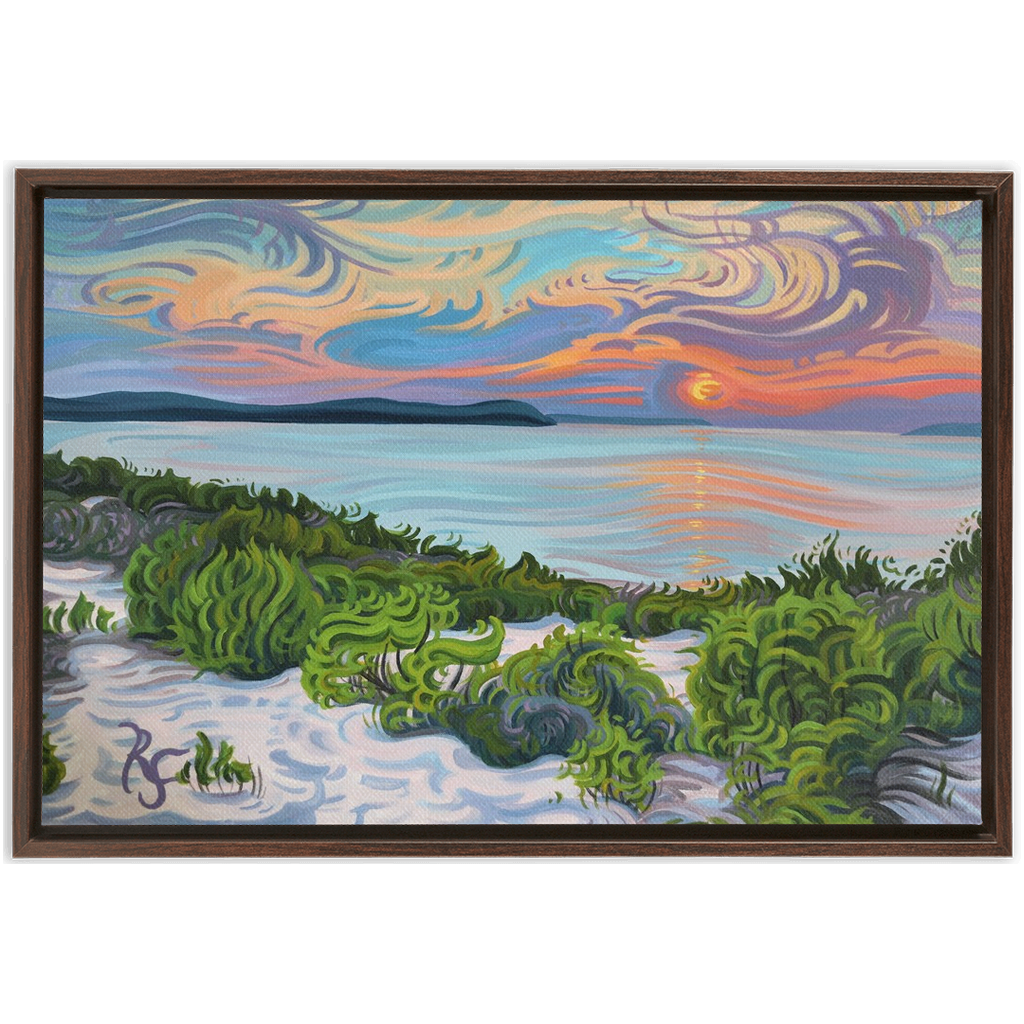 Lake Michigan Sunset, Framed Canvas Print - “Quiet Contemplation”