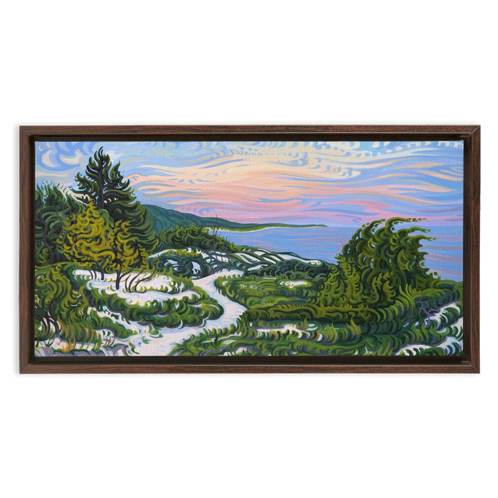 Enlightened Path Framed Canvas Print - Lake Michgan Sunset - Path