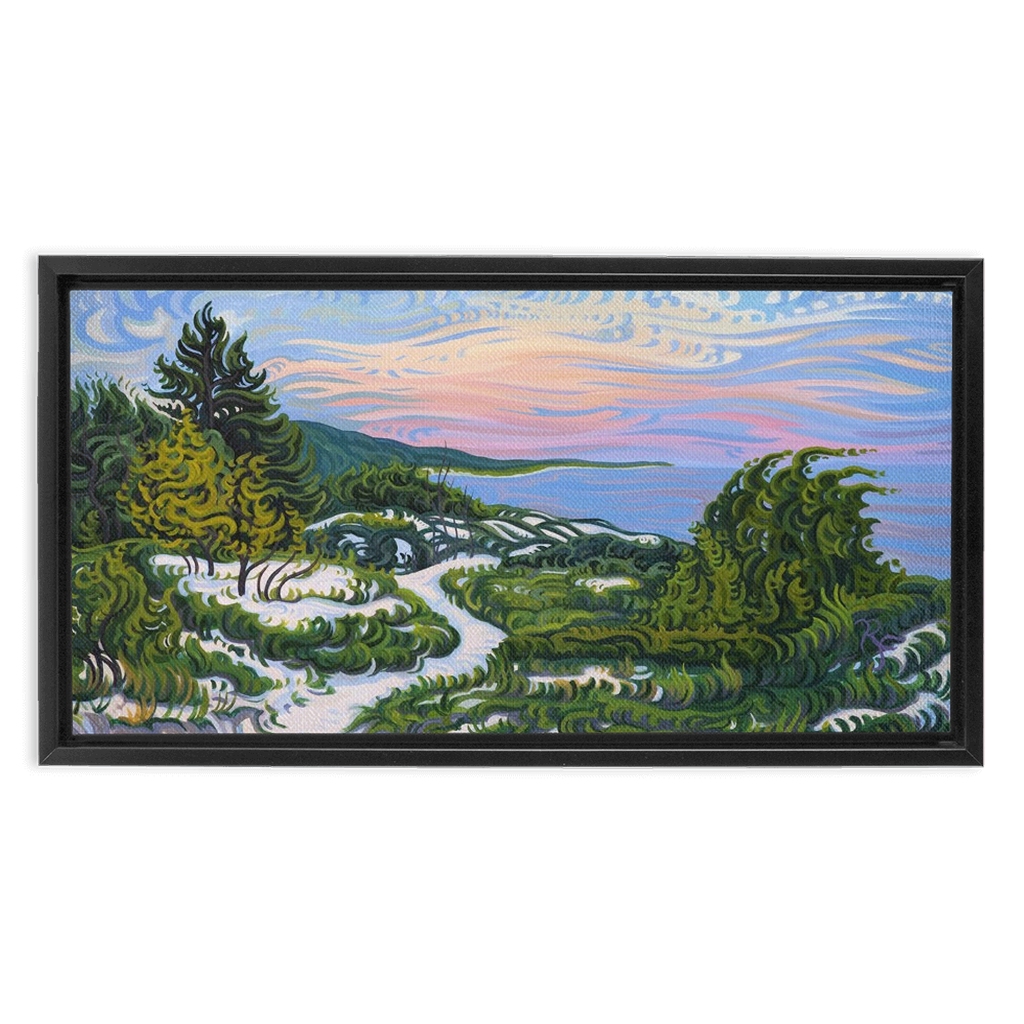 Enlightened Path Framed Canvas Print - Lake Michgan Sunset - Path