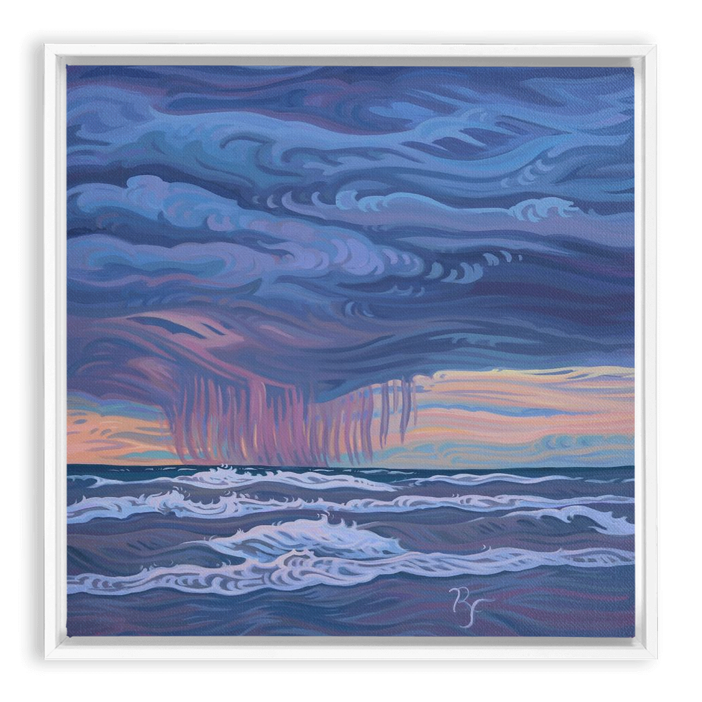 Lake Michigan Sunset, Rain Framed Canvas Print - “Cycles of Life”