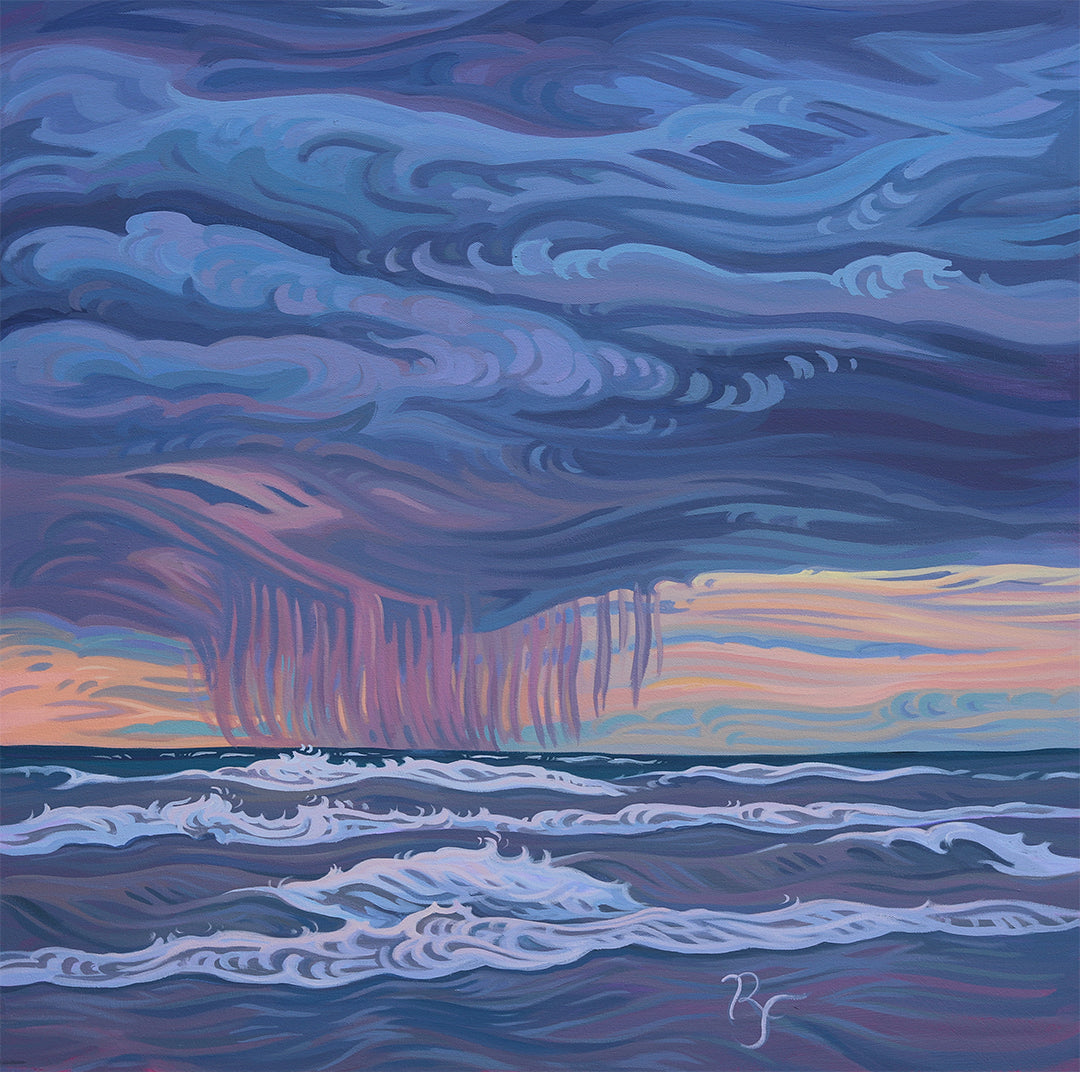 Lake Michigan Sunset, Rain Framed Canvas Print - “Cycles of Life”