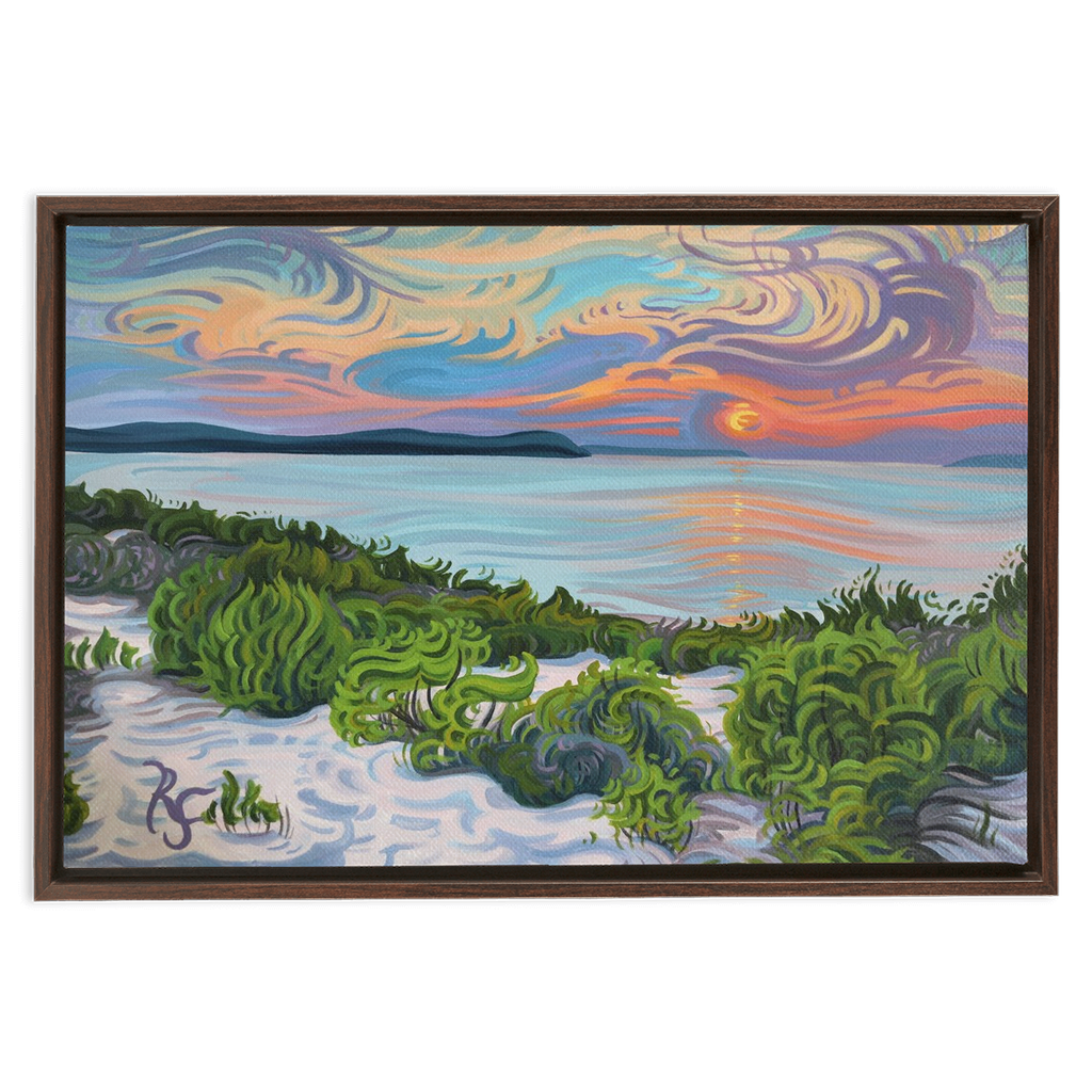Lake Michigan Sunset, Framed Canvas Print - “Quiet Contemplation”