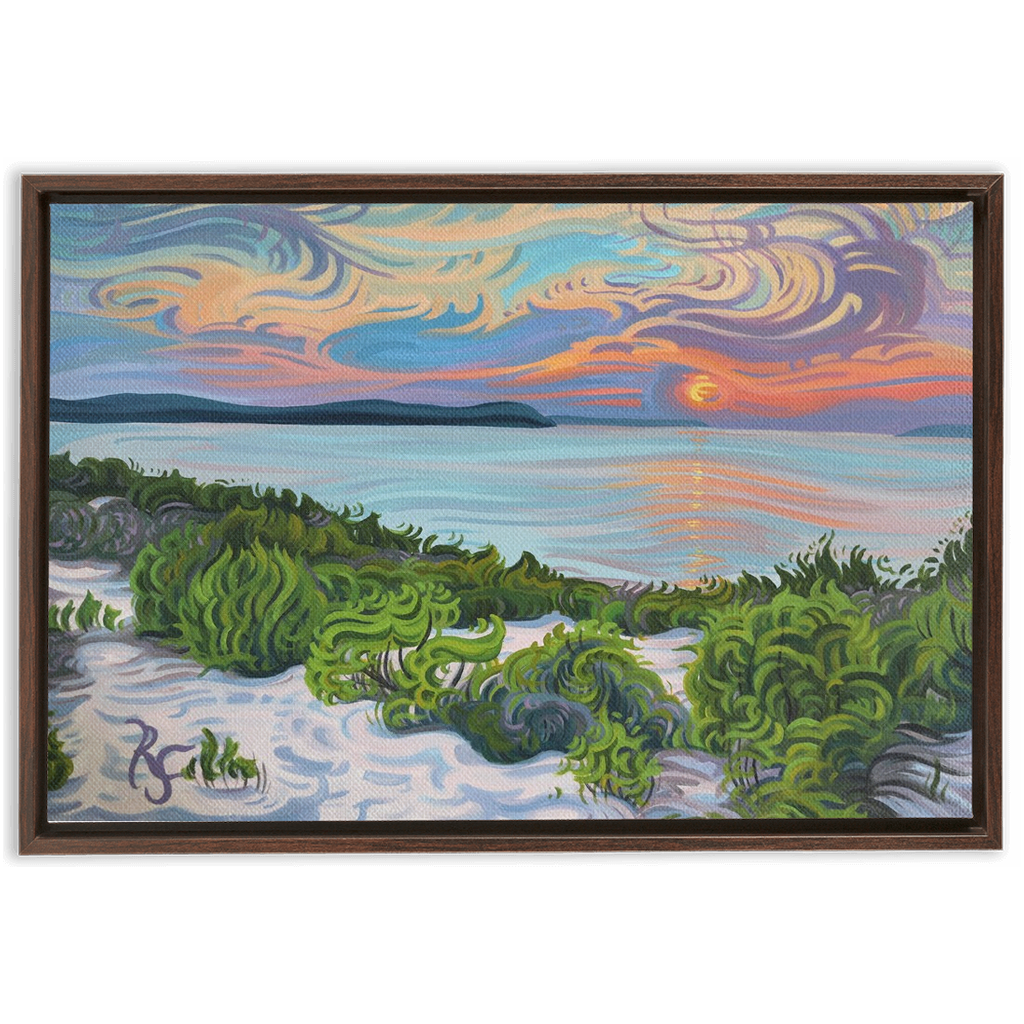 Lake Michigan Sunset, Framed Canvas Print - “Quiet Contemplation”