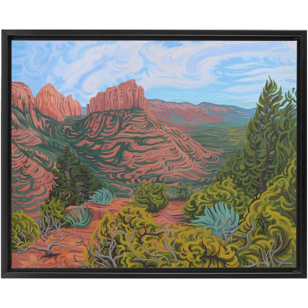 Sedona, Arizona Landscape Painting,  Framed Canvas Print - “Sedona Energy”