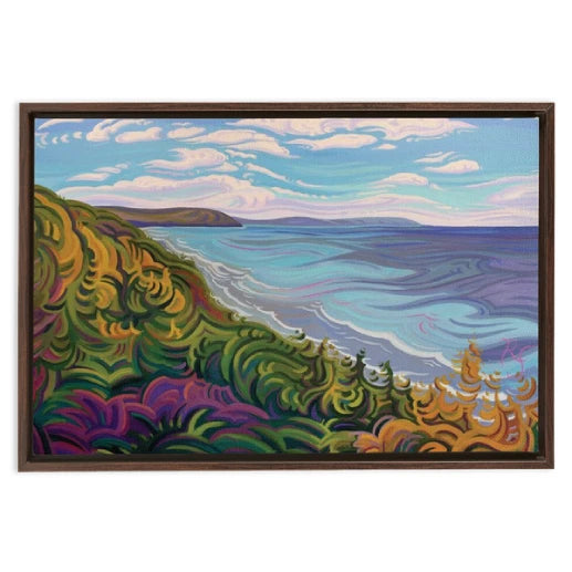 Northern Michigan Shoreline Painting, Framed Canvas Print - “Colorful Memories”