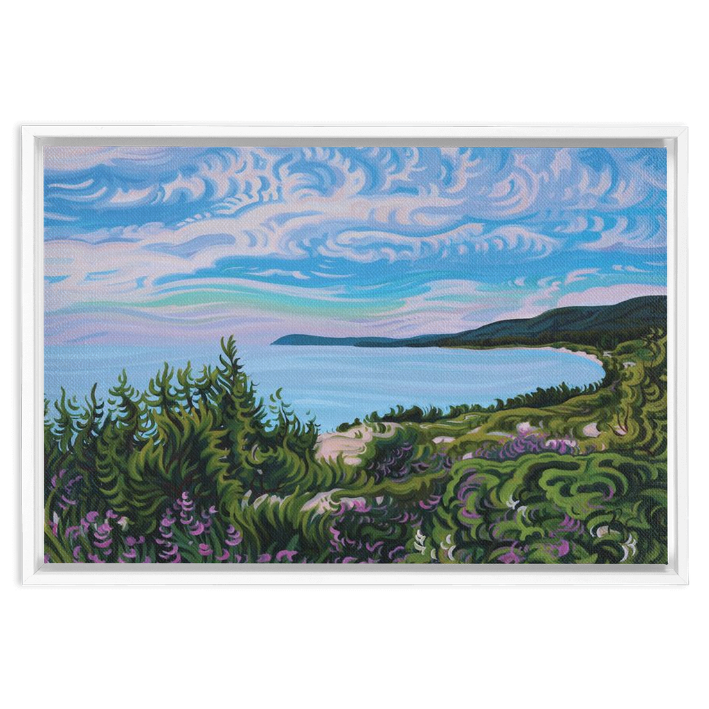 Blossoming Days Framed Canvas Print - Lake Michigan Beach