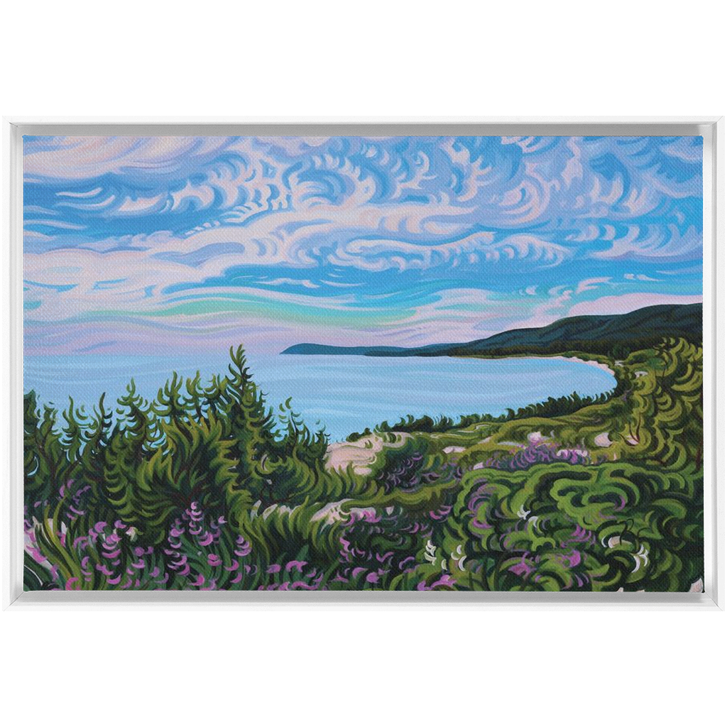 Lake Michigan Beach, Good Harbor Bay Framed Canvas Print - “Blossoming Days”