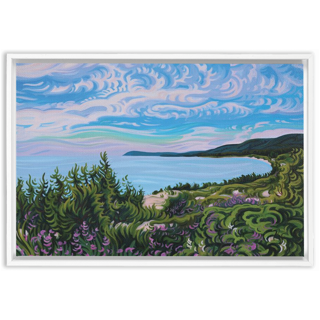 Blossoming Days Framed Canvas Print - Lake Michigan Beach