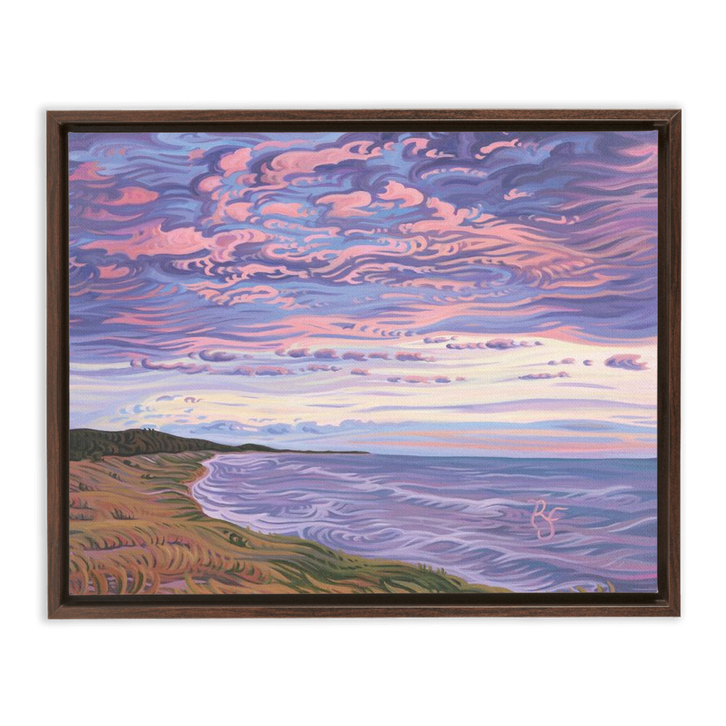 Lake Michigan Shoreline Sunset Painting, NordHouse Dunes Framed Canvas Print - “Michigan's Beauty”