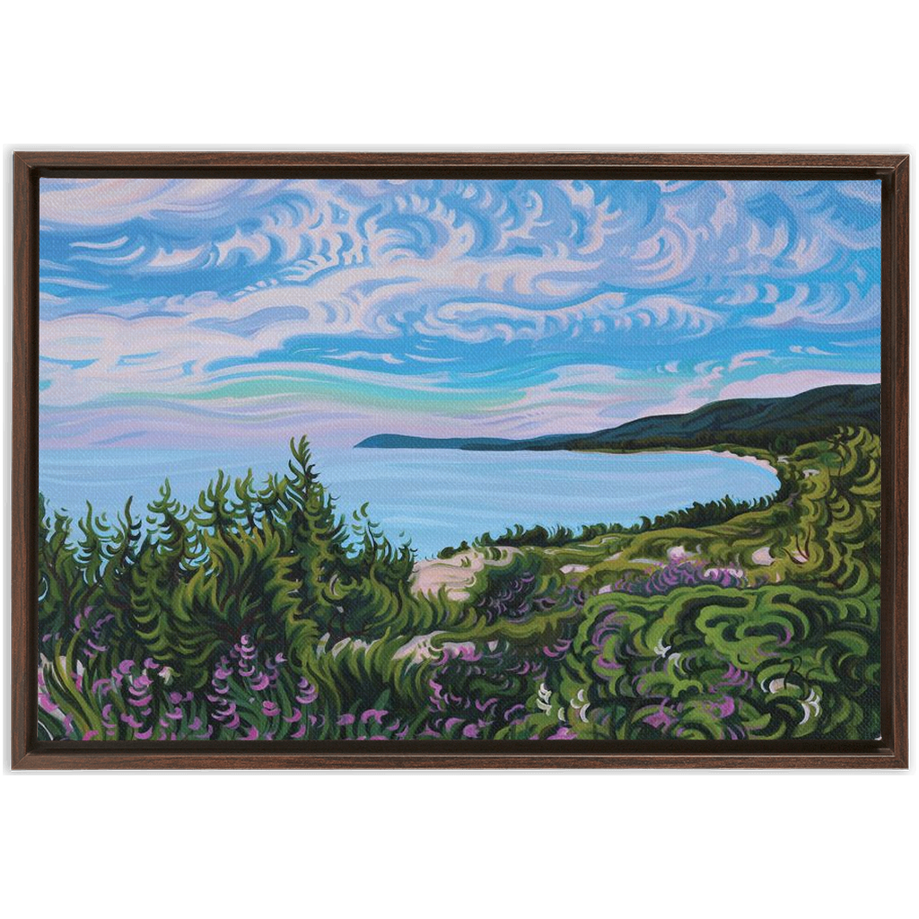 Blossoming Days Framed Canvas Print - Lake Michigan Beach