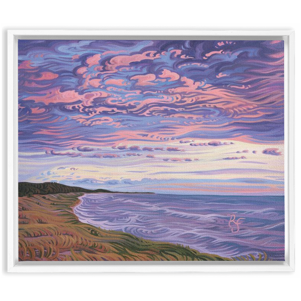 Lake Michigan Shoreline Sunset Painting, NordHouse Dunes Framed Canvas Print - “Michigan's Beauty”