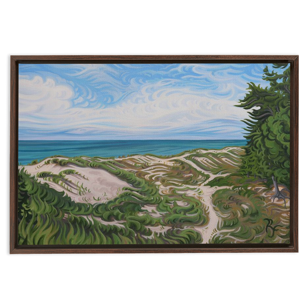 Lake Michigan Beach Painting, Framed Canvas Print - “Walk in Beauty”