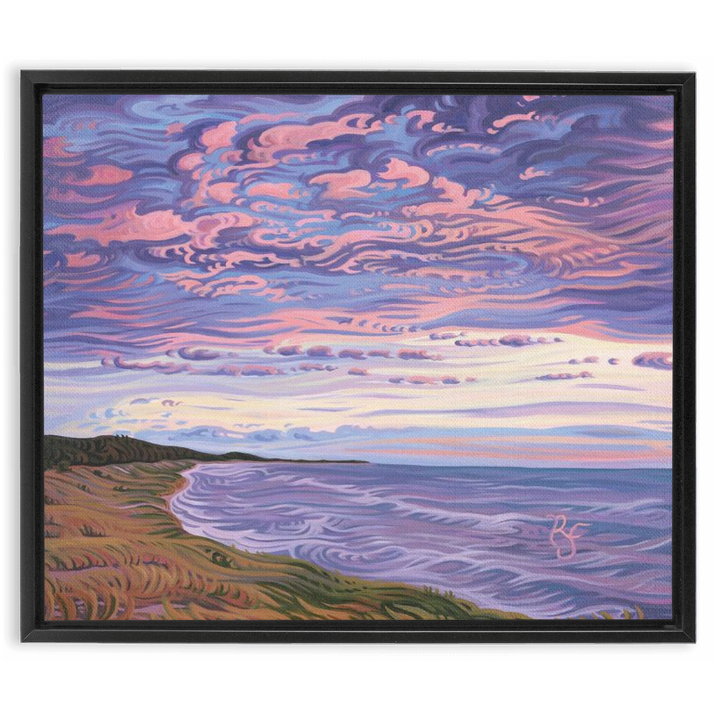 Lake Michigan Shoreline Sunset Painting, NordHouse Dunes Framed Canvas Print - “Michigan's Beauty”