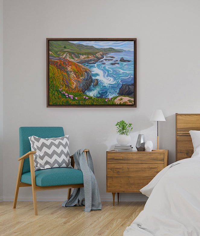 California Coast, Big Sur Framed Canvas Print- "Big Sur Shoreline"